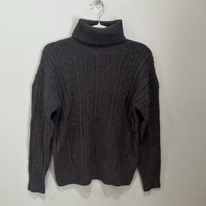Belldini Gray Shimmer Sparkle Cable Knit Turtleneck Sweater Women Size Small NWT